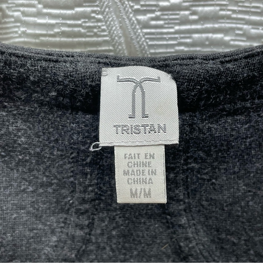 Tristan Knit Mini Dress Womens Medium Charcoal Grey Excellent Scoop‎ Neck Seamed - Picture 2 of 4